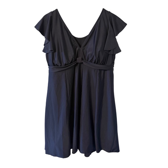 Smismivo Other - Smismivo Black Ruffle Sleeve Swimdress One Piece Swimsuit Plus Size 1XL